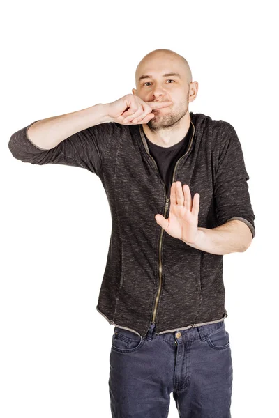 Jeune homme à capuche et jeans — Photo