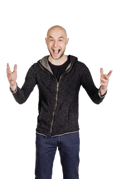 Young man making facial expressions and gestures — Stock Photo, Image