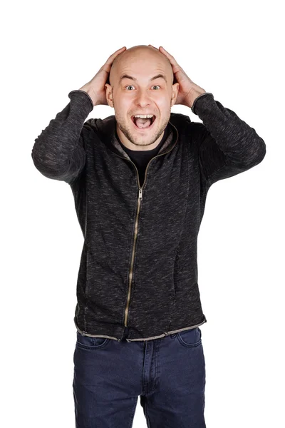 Young man making facial expressions and gestures — Stock Photo, Image