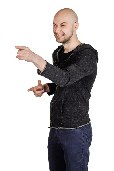 Young man making facial expressions and gestures — Stock Photo, Image