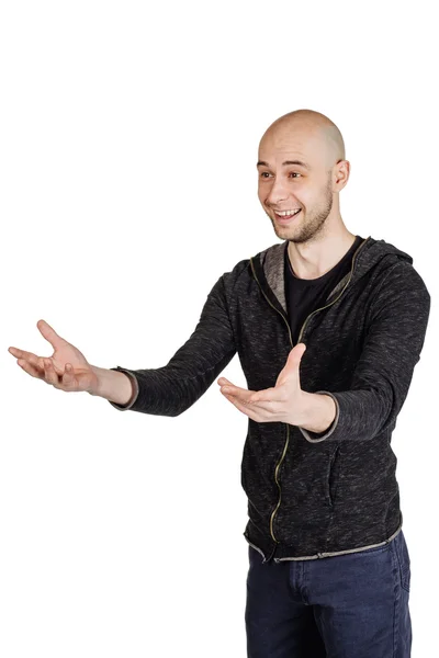 Young man making facial expressions and gestures — Stock Photo, Image