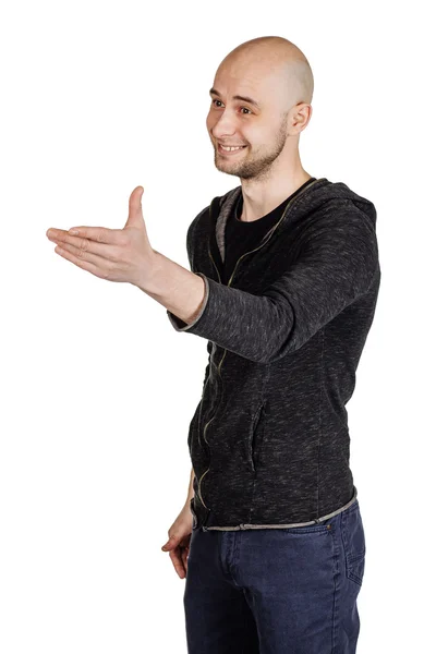 Jonge man maken van gezichtsuitdrukkingen en gebaren — Stockfoto