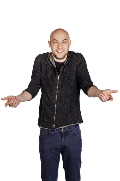 Young man making facial expressions and gestures — Stock Photo, Image