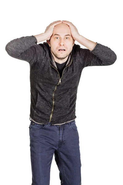 Joven haciendo expresiones faciales y gestos — Foto de Stock