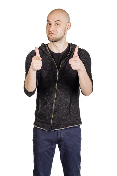 Young man making facial expressions and gestures — Stock Photo, Image