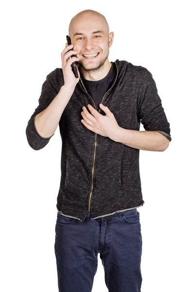 Ung man som använder mobiltelefon — Stockfoto