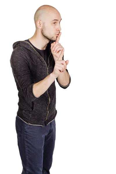 Muž ukazující ticho — Stock fotografie