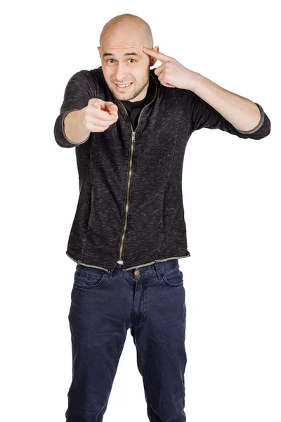 Young man making facial expressions and gestures — Stock Photo, Image