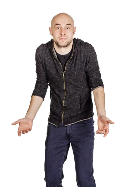 Young man making facial expressions and gestures — Stock Photo, Image