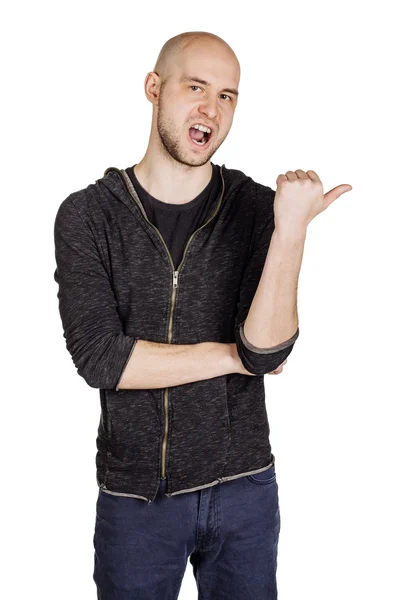 Young man making facial expressions and gestures — Stock Photo, Image