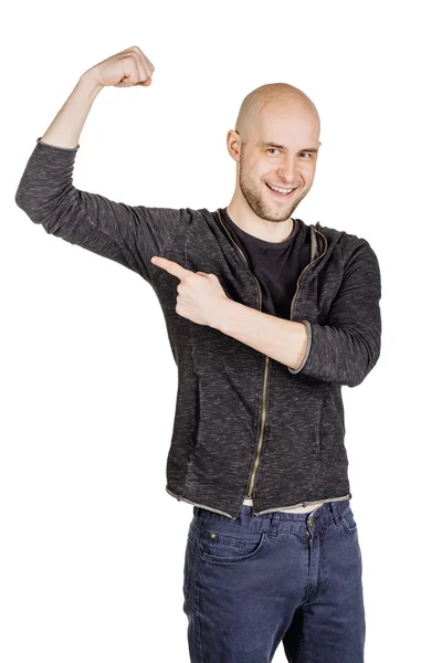 Young man making facial expressions and gestures — Stock Photo, Image