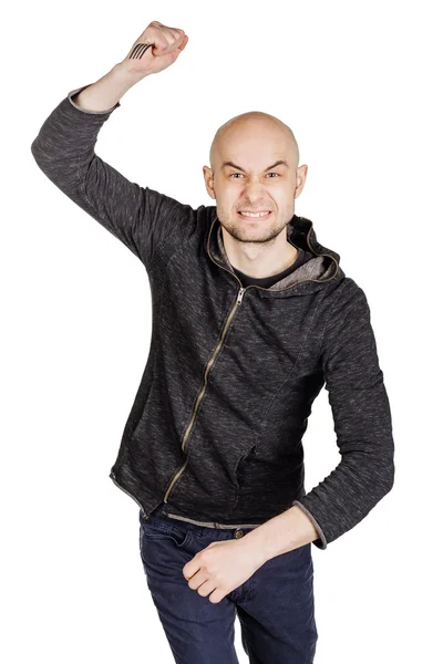 Jeune homme à capuche et jeans — Photo