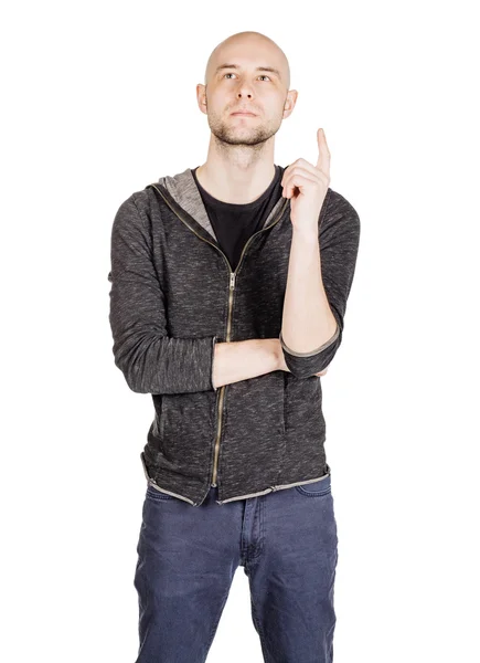 Jeune homme à capuche et jeans — Photo