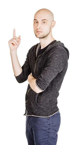 Jeune homme à capuche et jeans — Photo