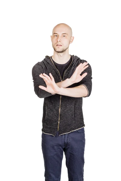 Jeune homme à capuche et jeans — Photo