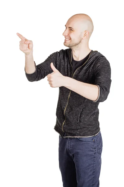 Jeune homme à capuche et jeans — Photo