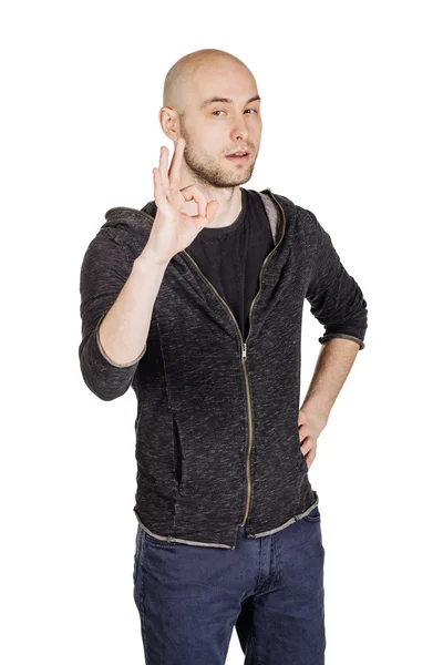 Young man wearing hoody and jeans — Stock Photo, Image