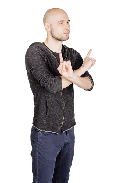 Young man wearing hoody and jeans — Stock Photo, Image