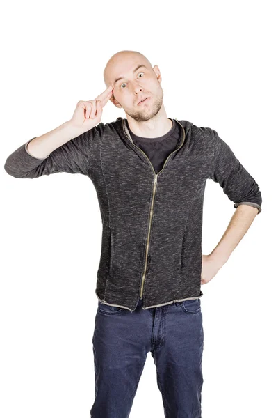 Jeune homme à capuche et jeans — Photo