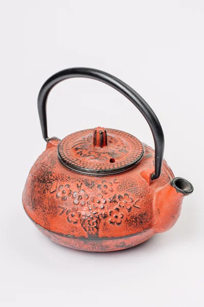 红色的铸铁茶壶 — 图库照片