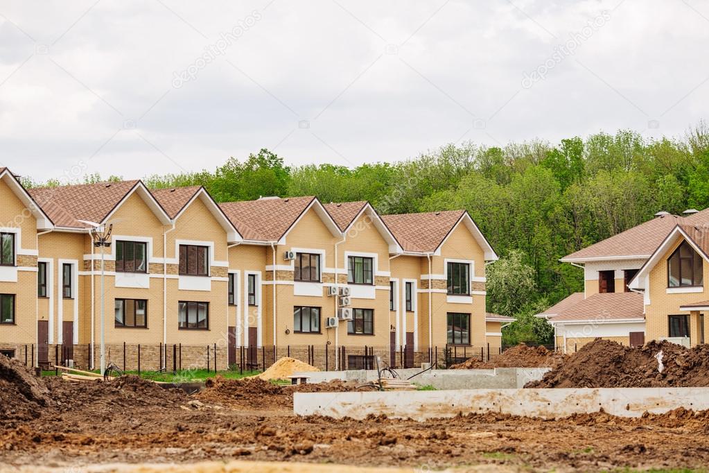 Unfinished european house of brick, still under construction. 