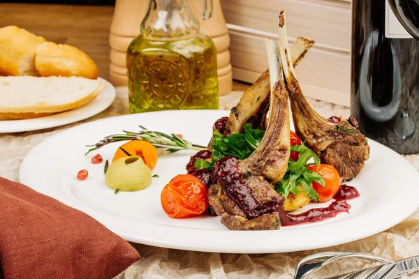 Gourmet Main Entree Course Grilled Lamb steak — Stock Photo, Image