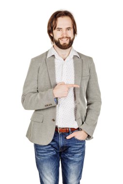 Beyaz arka plan üzerinde poz işadamı