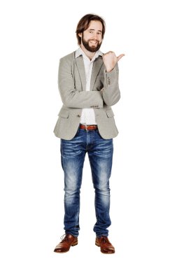 Beyaz arka plan üzerinde poz işadamı