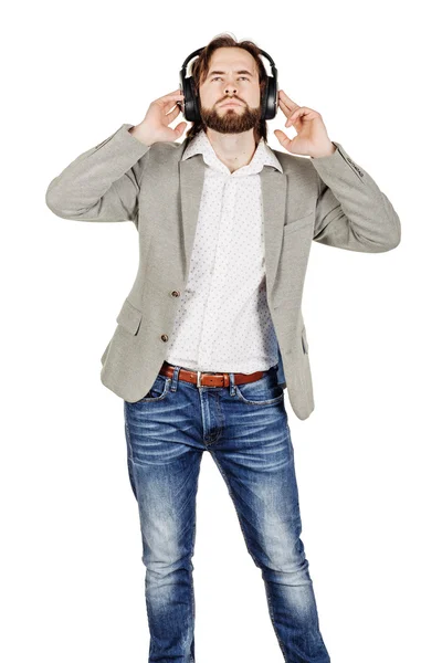 Business man over white studio background — Stock Photo, Image