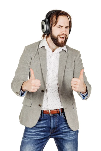 Business man over white studio background — Stock Photo, Image