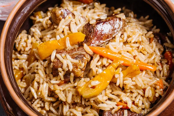 Pilaf - Rice with Meat and Vegetables — Stock Photo, Image