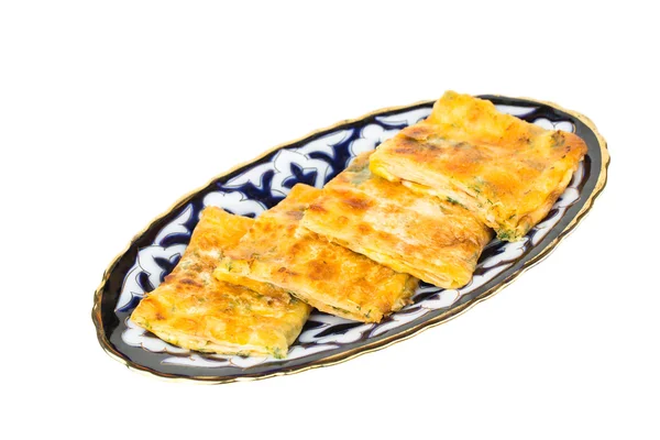 Puff pastry pie with potato  and meat — Stock Photo, Image