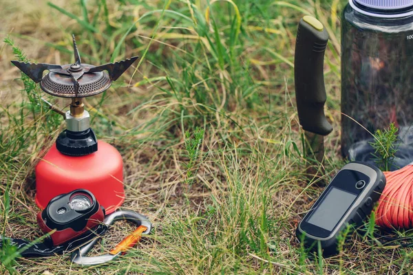 Travel survival kit in the wild — ストック写真