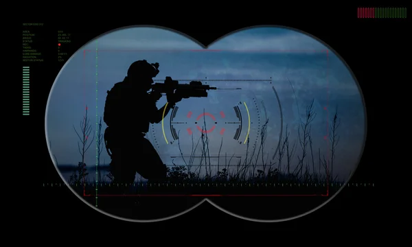 Rangers team during night operation hostage rescue.view through — Stock Photo, Image