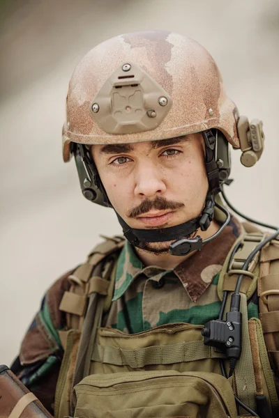 Portrait of the special forces ranger on battlefield — Stock Photo, Image