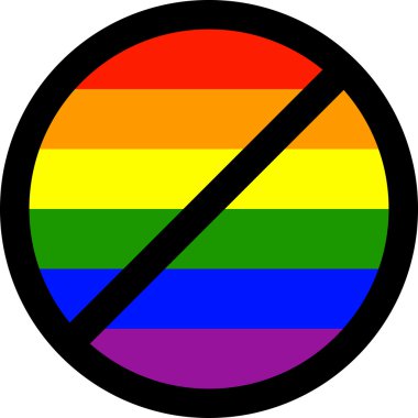 Forbidden sign with LGBT flag. clipart