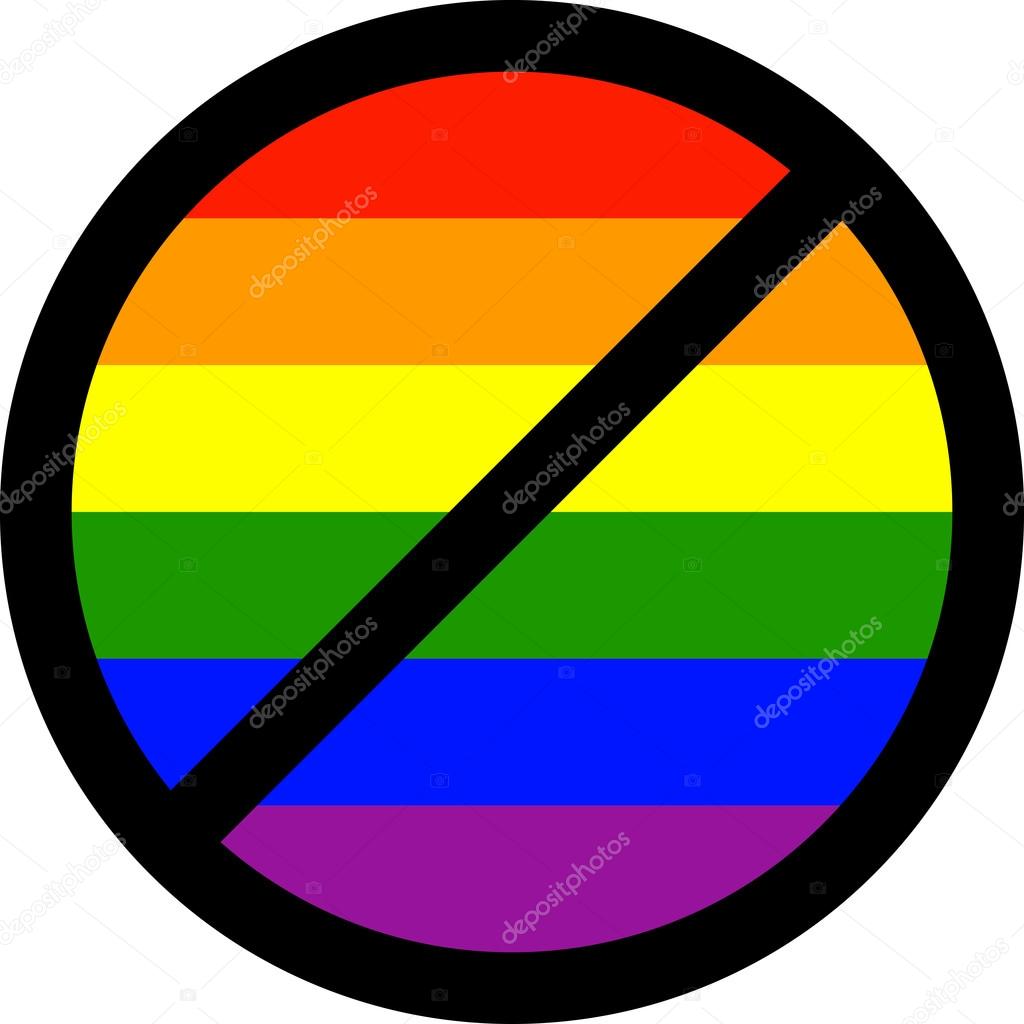Forbidden sign with LGBT flag.