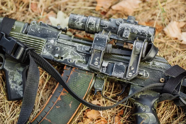 Russian machine gun on battlefield — Stock fotografie