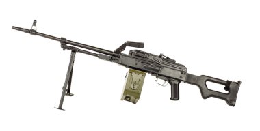 PKM makineli tüfek bir beyaz background.russian silah üzerinde