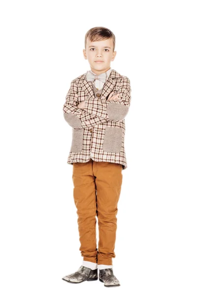 Portrait adorable young happy boy looking at camera isolated on — Stock fotografie