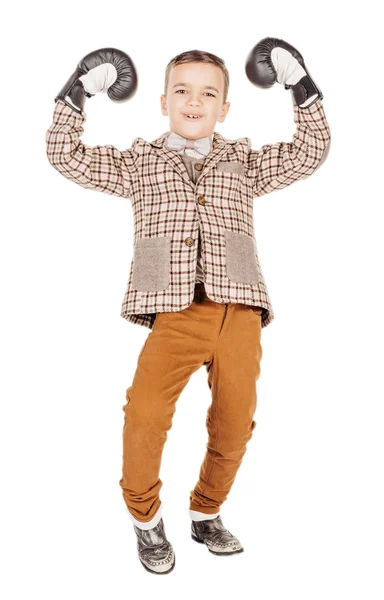 Portrait adorable young happy boy looking at camera isolated on — Stockfoto