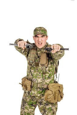 Portre özel askeri yüklenici handgyn amaçlayan. portre
