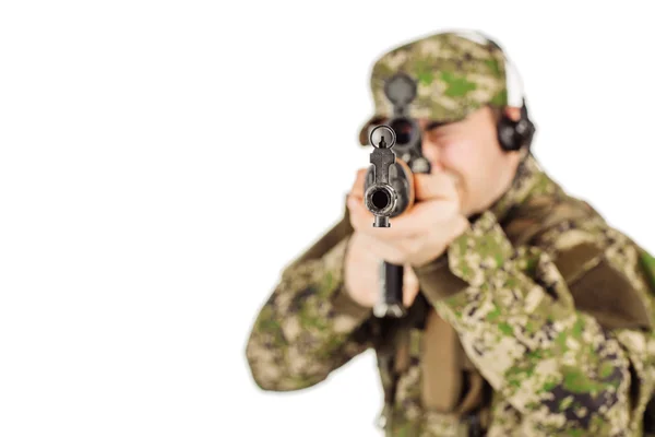 Contratante militar privado com rifle sniper . — Fotografia de Stock