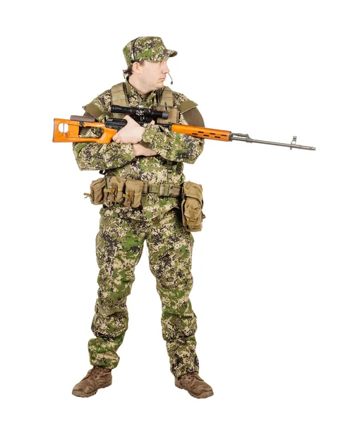 Privata militära entreprenör med prickskyttegevär. — Stockfoto