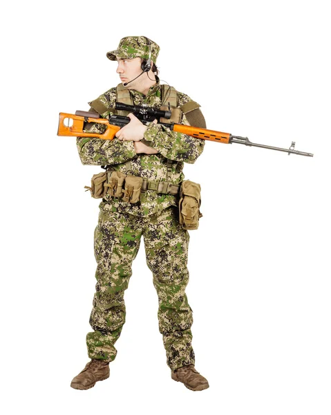 Contratante militar privado com rifle sniper . — Fotografia de Stock