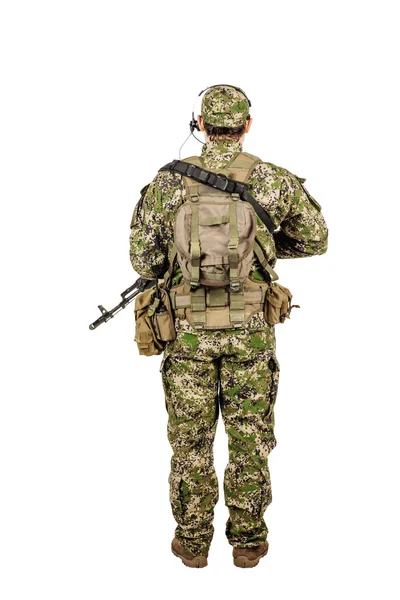 Military Profession People War Concept Male Soldier Camouflage Rifle White — Stock Photo, Image