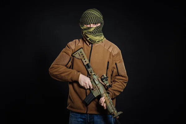 Terrorista Con Arma Concepto Sobre Terrorismo —  Fotos de Stock