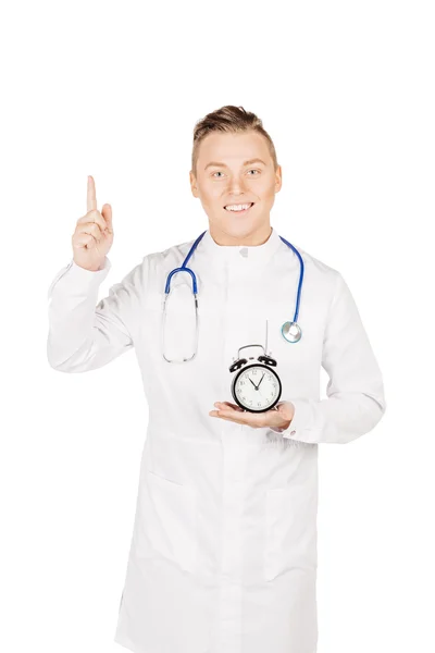 Médico de bata blanca con estetoscopio que sostiene un ala —  Fotos de Stock