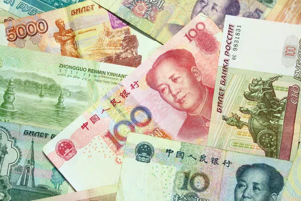 Chinesische und russische Währung — Stockfoto