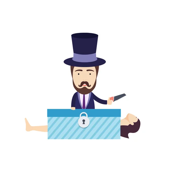 Magician with Saw — Stock Vector